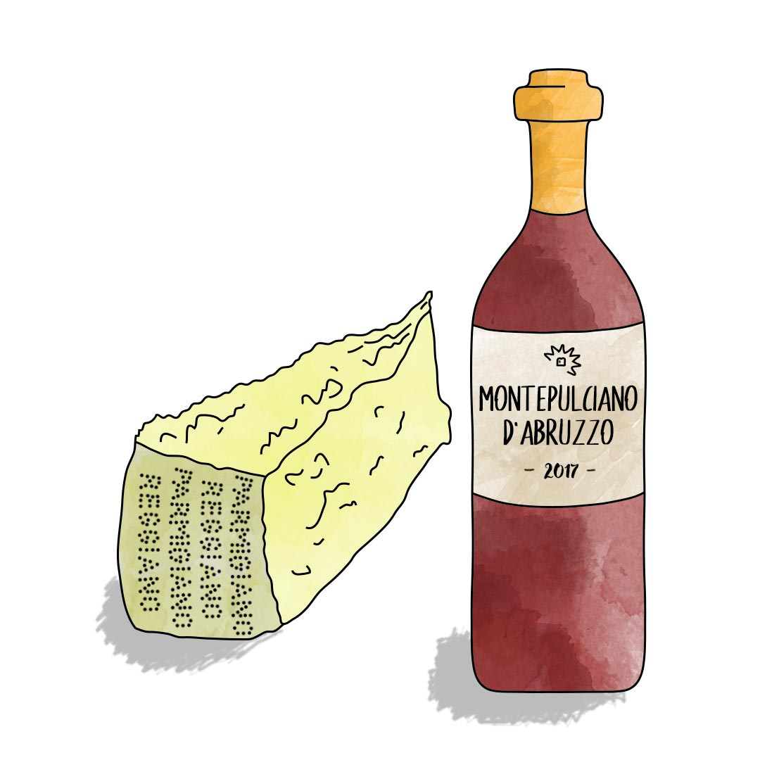 Montepulciano d'Abruzzo and Parmigiano Reggiano